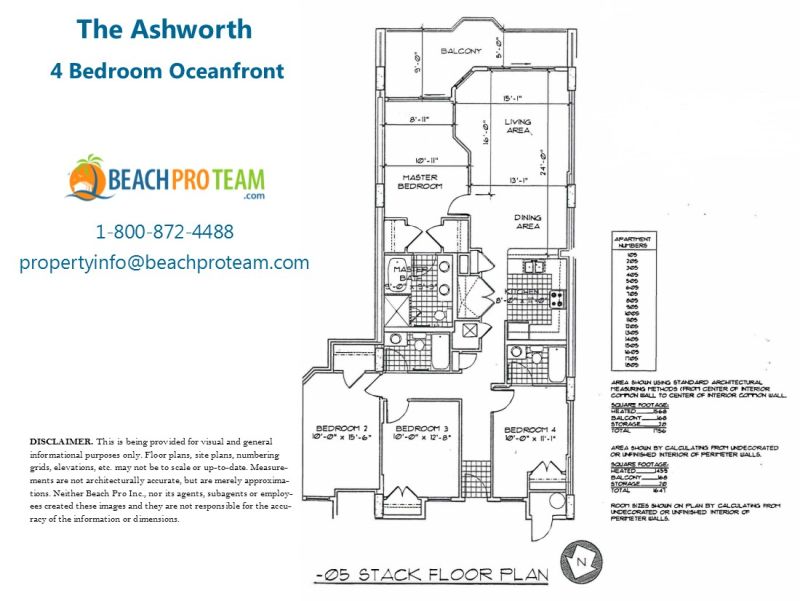 Ashworth Floor Plan 05 Stack - 4 Bedroom Oceanfront